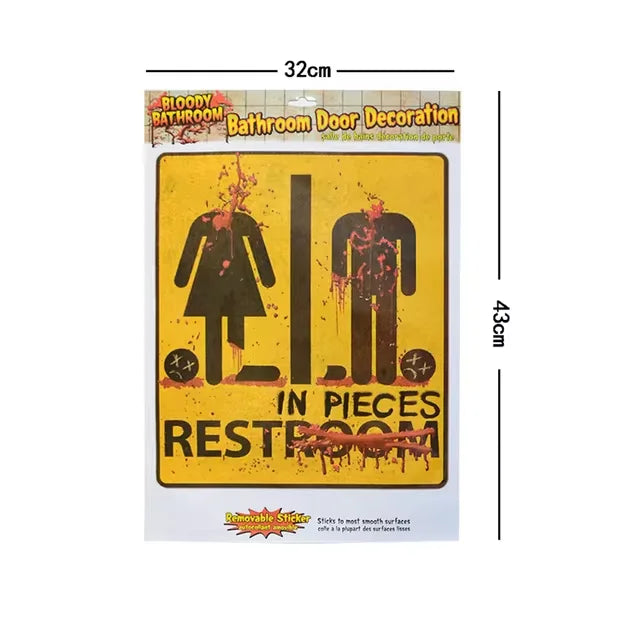 Halloween Horror Wall Stickers – Bloody Toilet & Glass Parody Decor