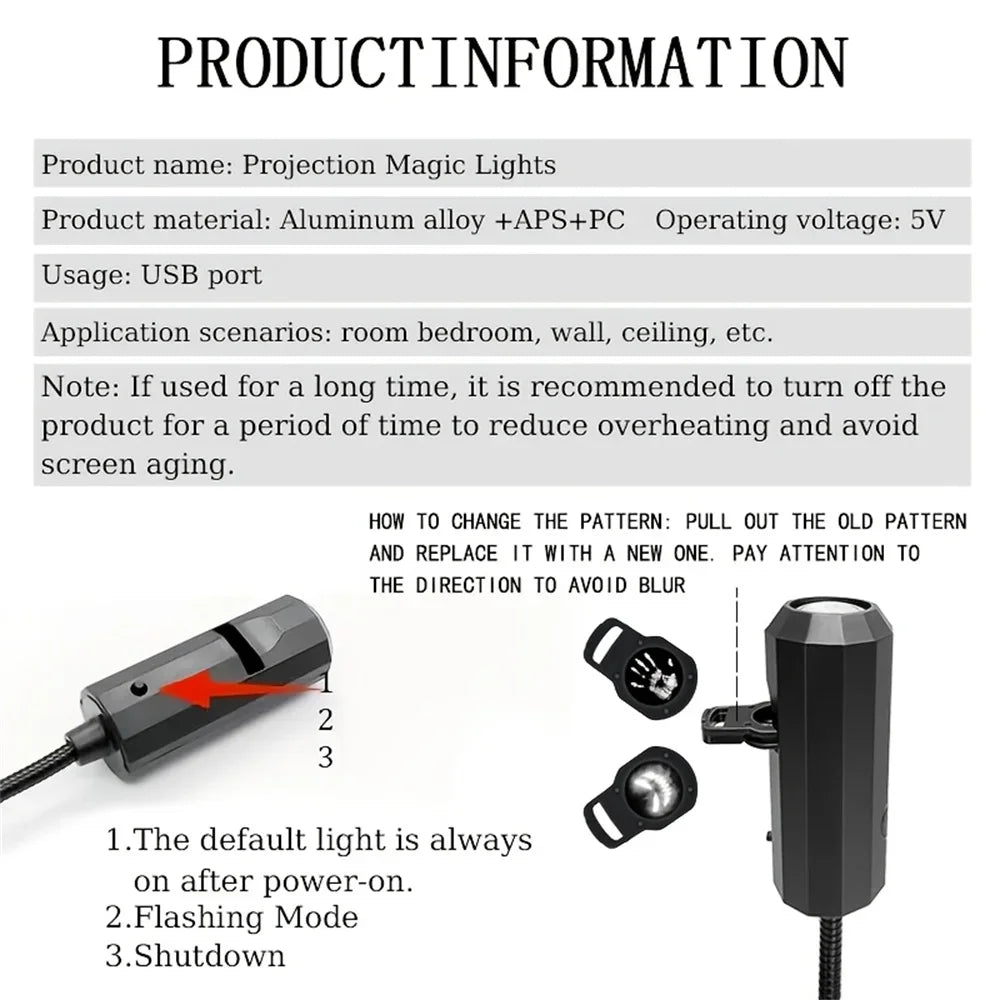 360° Rotatable Skull LED Night Light with Palm Prints & Faces - USB Halloween Decor