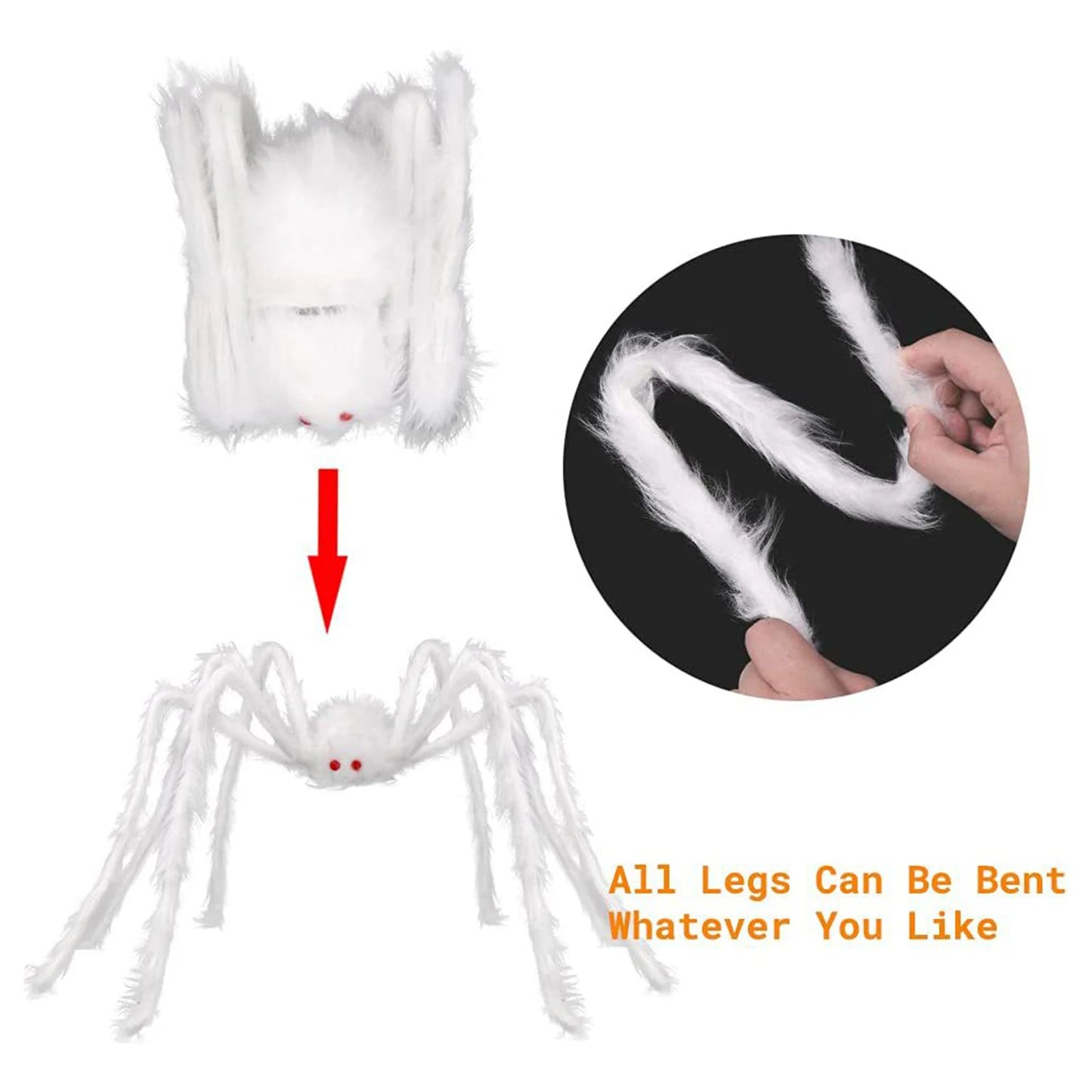 Big Plush White Giant Spider Halloween Horror Party Prop Outdoor Decoration