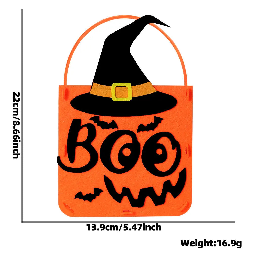 Felt Halloween Trick-or-Treat Bag with Spooky Pumpkin & Ghost Design