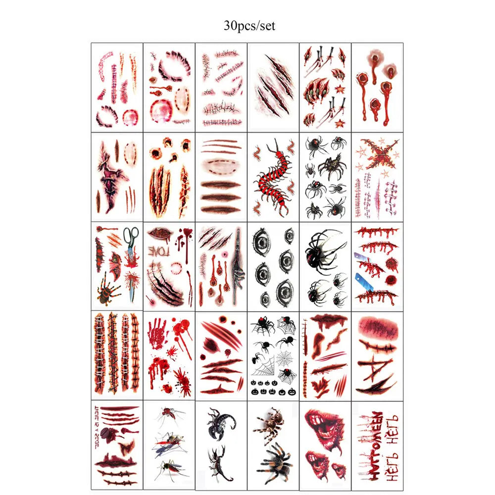 Bleeding Wound Tattoo Stickers (30pcs)