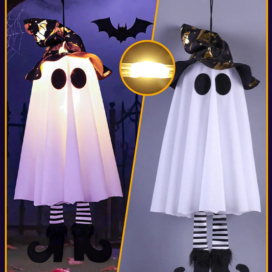 LED Light-Up Witch Ghost Halloween Hanging Ornament for Home & Yard Decoration