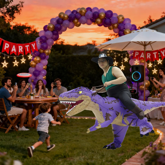 Inflatable Dinosaur Ride-On Costume – Halloween Party Cosplay for Adults