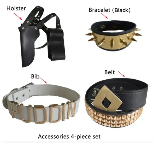 Kids Harleen Quinzel Joker Cosplay Set, Party Outfit with Jacket, Pants & T-shirt