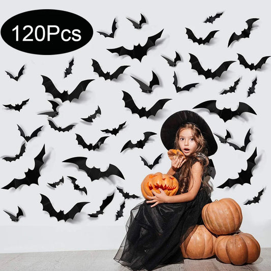 3D PVC Bat Wall Stickers – Halloween Scary Decorations & Party Props