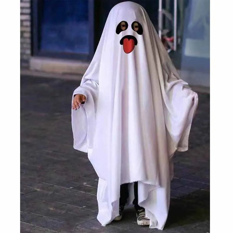 Halloween Horror White Ghost Cosplay Costume for Adults & Kids Masquerade Party