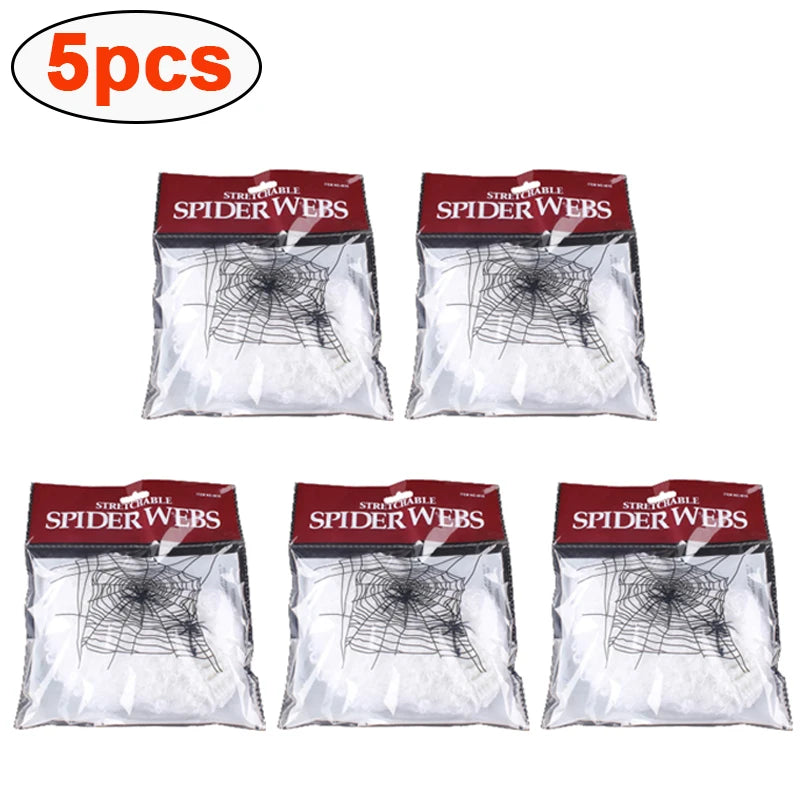 Halloween Super Stretch Spider Webs with Fake Spiders for Scary Party & Horror Decor