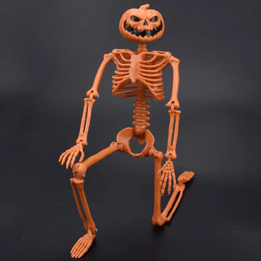 Halloween Full-Size Movable Skeleton with Pumpkin Head, Hanging Decoration