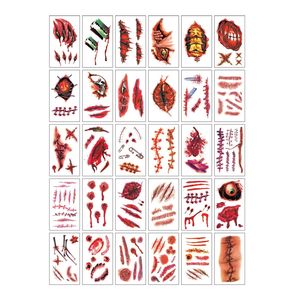 Bleeding Wound Tattoo Stickers (30pcs)