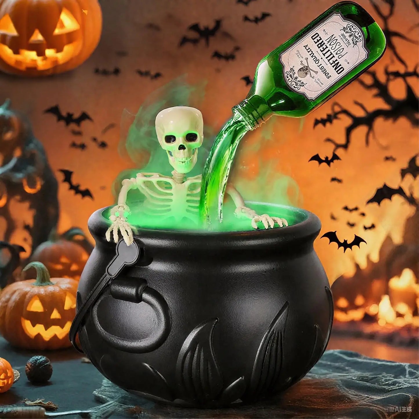 Witch Cauldron Set with Levitation Potion Bottle & Atomizer Halloween Decoration