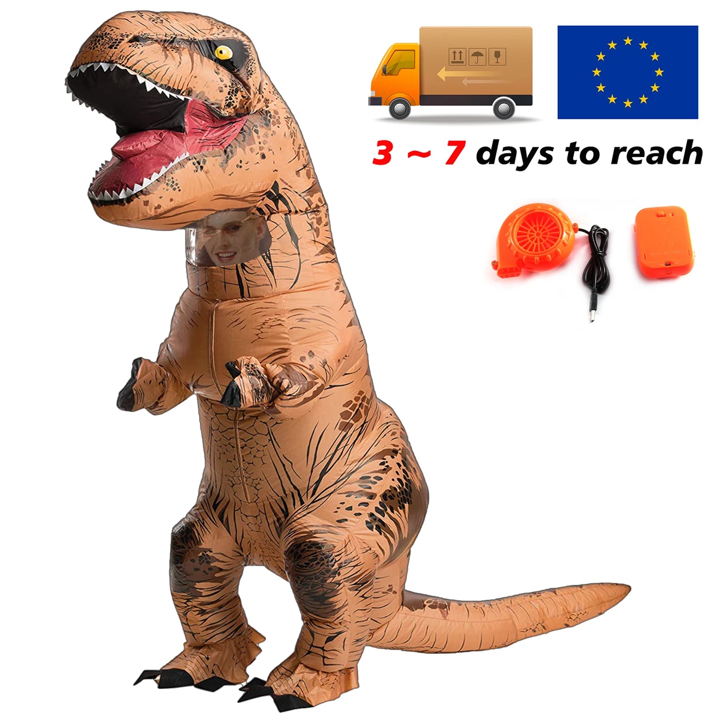 T-Rex Inflatable Costume – Dinosaur Roleplay for Kids & Adults