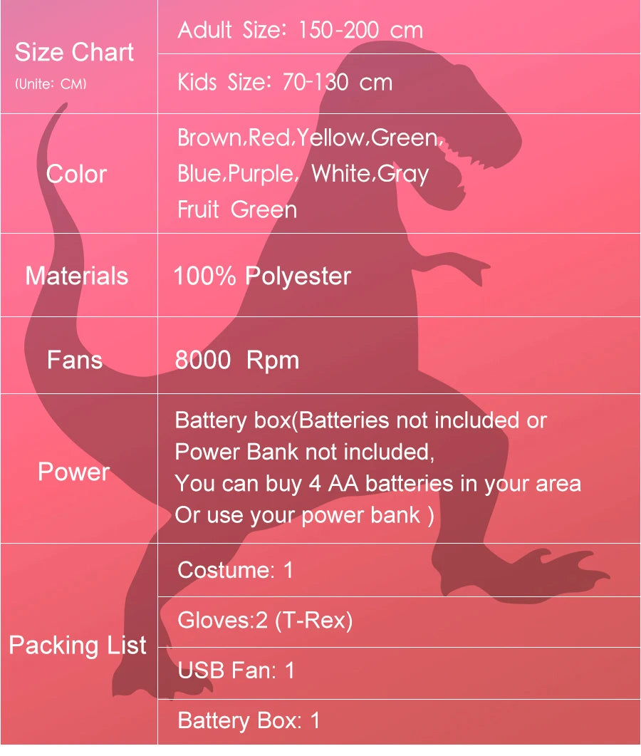 T-Rex Inflatable Costume – Dinosaur Roleplay for Kids & Adults