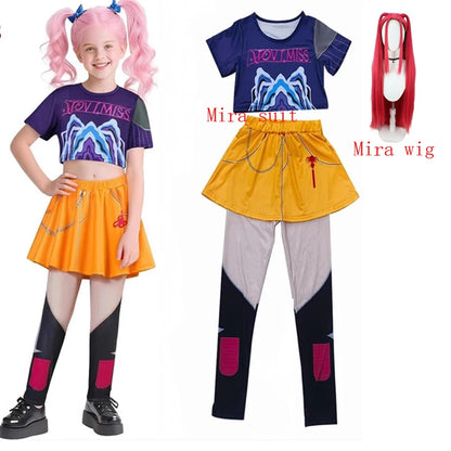 Anime KPop Demon Cosplay Costume – Zoey Wig & Daggers Set for Halloween