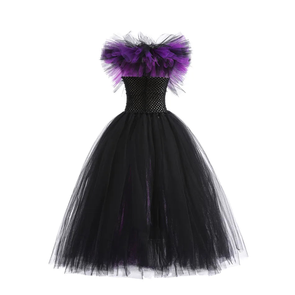 Maleficent Girls Halloween Cosplay Dress – Handmade Tulle Luxury Gown