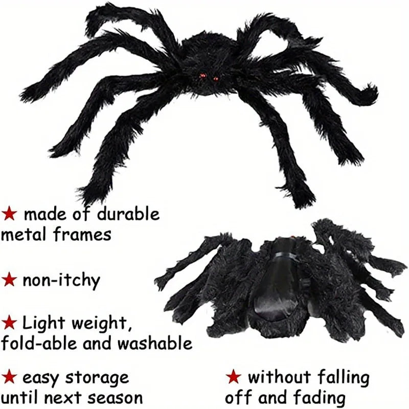 Giant Black Spider Halloween Decoration (30-200cm) for Haunted House & Party
