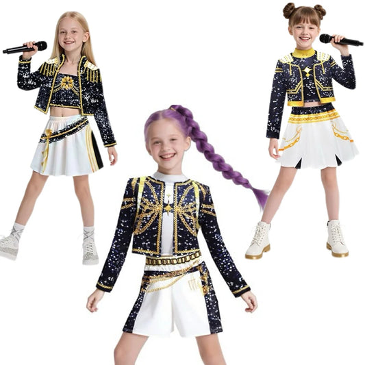 Kids Mira Rumi Zoey Cosplay Costume – Black Stage Outfit for Halloween