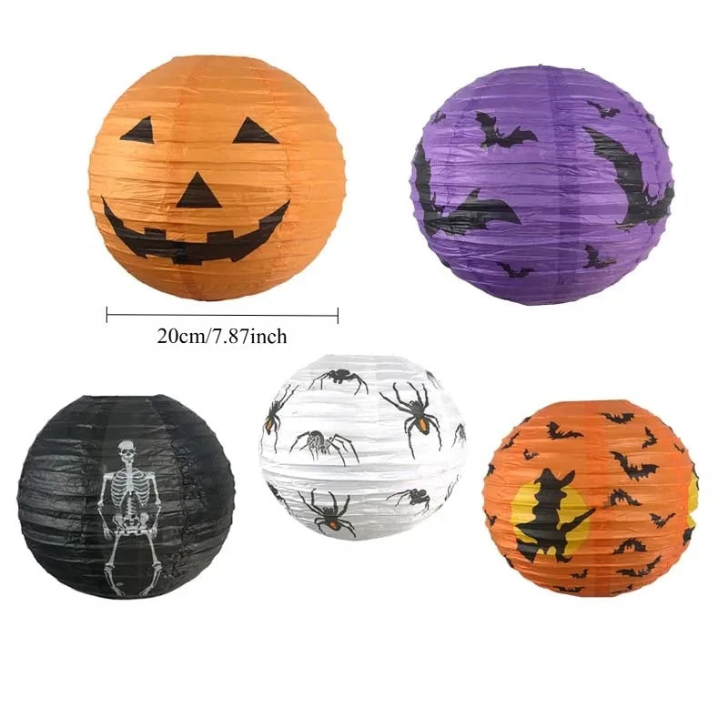 Halloween Hanging Lanterns – Pumpkin, Bat & Skeleton Decor