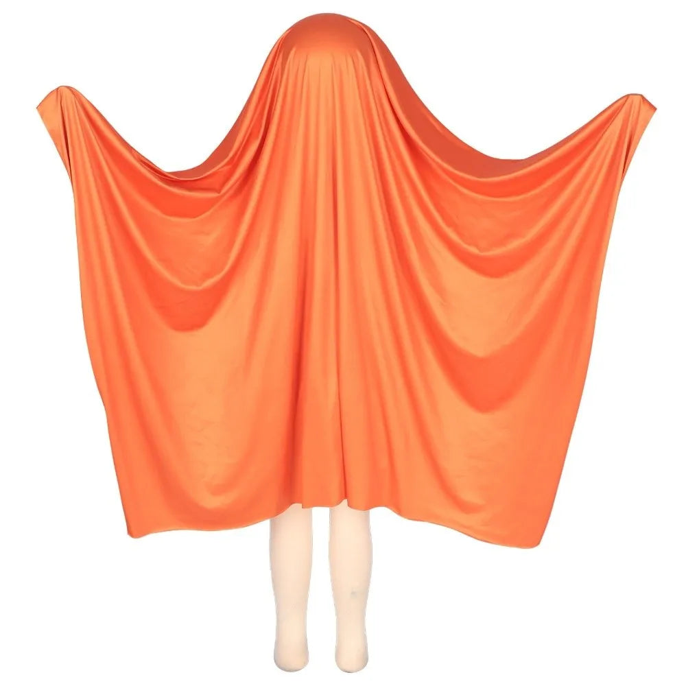 White Halloween Ghost Cloak, Spooky Trick-or-Treat Poncho with Hat