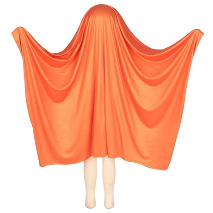 White Halloween Ghost Cloak, Spooky Trick-or-Treat Poncho with Hat