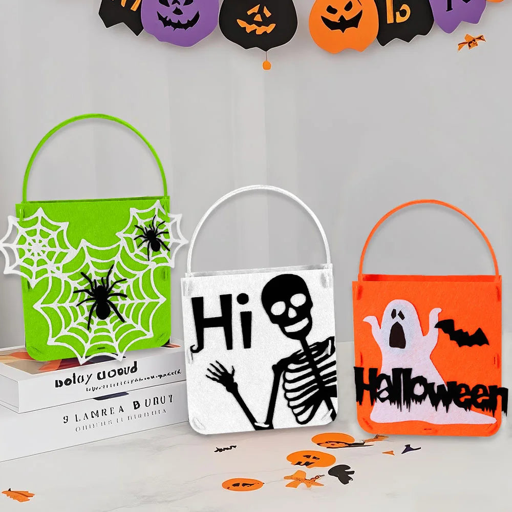 Felt Halloween Trick-or-Treat Bag with Spooky Pumpkin & Ghost Design