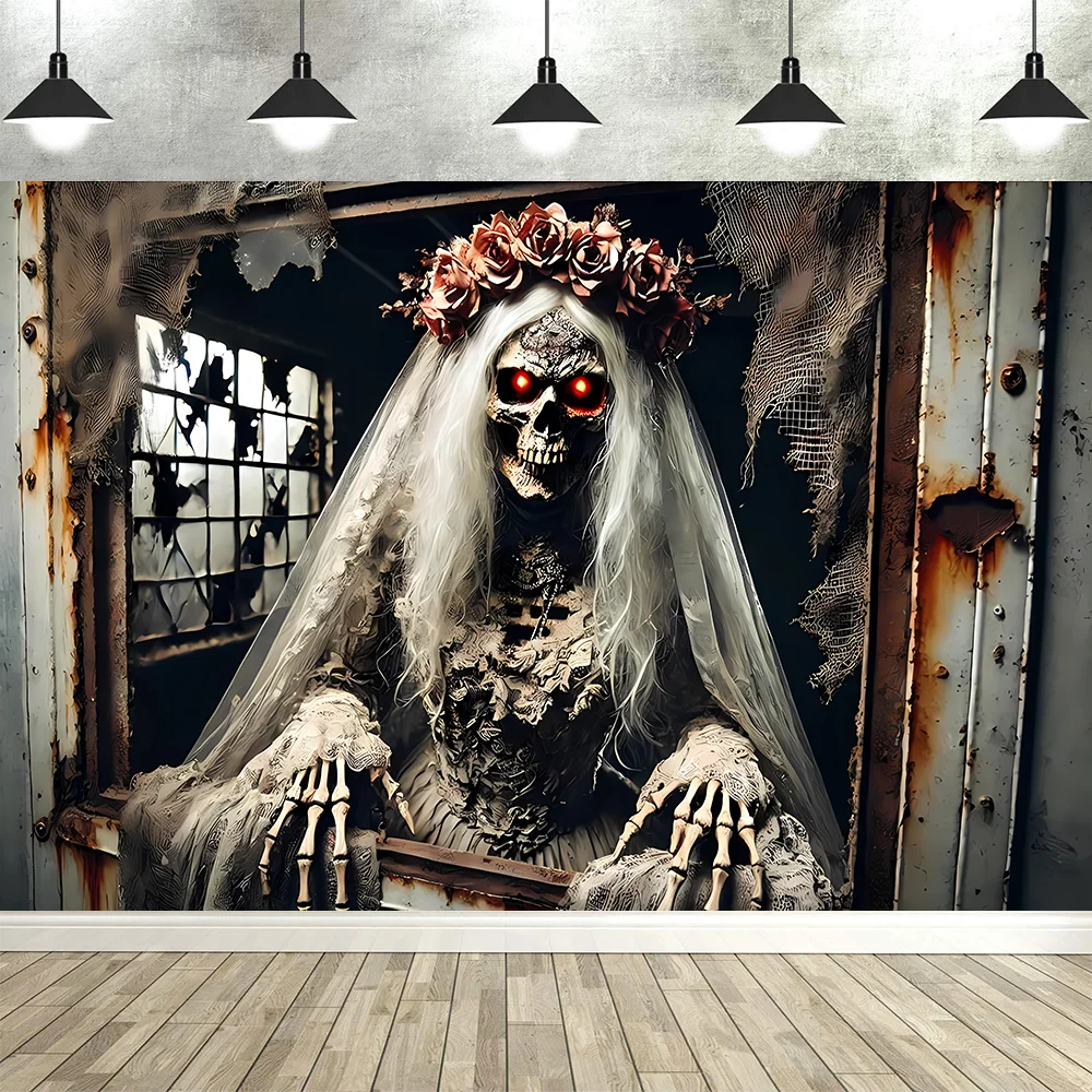 Zombie Horror Halloween Backdrop – Bloody Ghost Shadow Banner
