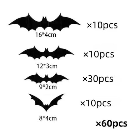 3D PVC Bat Wall Stickers – Halloween Scary Decorations & Party Props
