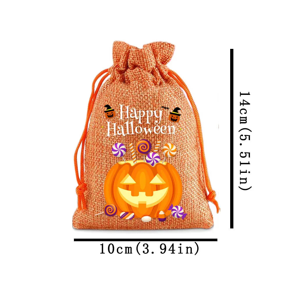 2025 New Halloween Drawstring Burlap Bag, Candy Chocolate Jewelry Gift Bag, DIY Wedding