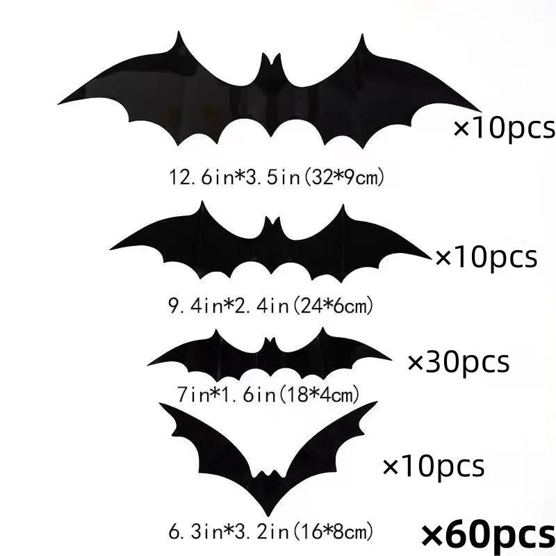 3D PVC Bat Wall Stickers – Halloween Scary Decorations & Party Props