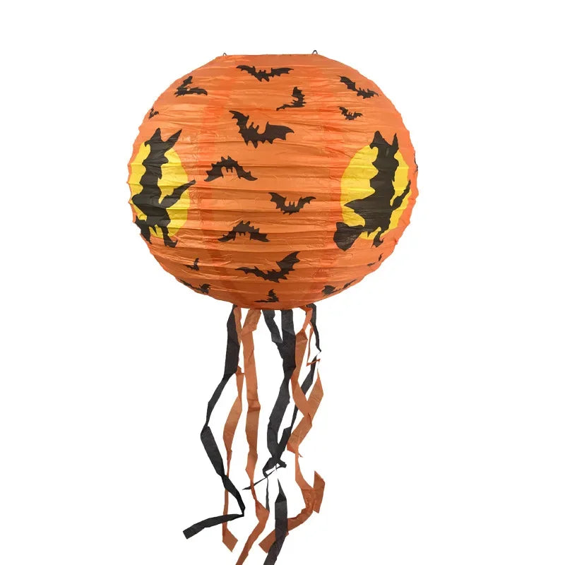 Halloween Paper Lantern Pumpkin  Spider Bat Skeleton Hanging Pendant Horror Props Party Decoration Outdoor Home