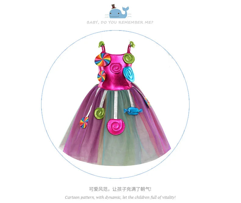 Candy Princess Halloween Dress with Headband & Candy Scepter, Sweet Party Costume