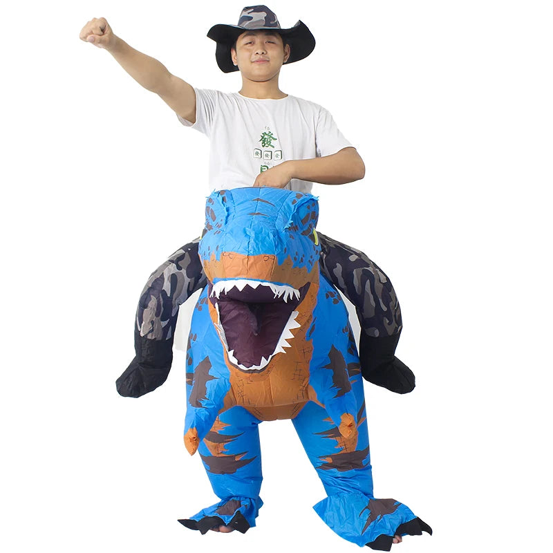 Inflatable Dinosaur Ride-On Costume – Halloween Party Cosplay for Adults