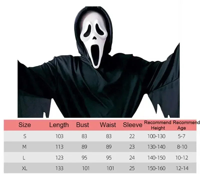 Kids Scream Costume, Halloween Ghostface Outfit for Boys & Teens