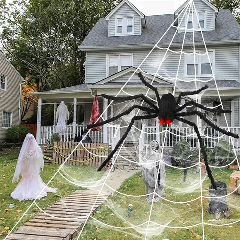 Giant Spider & Huge Web Halloween Decoration for Indoor & Outdoor Haunted Props