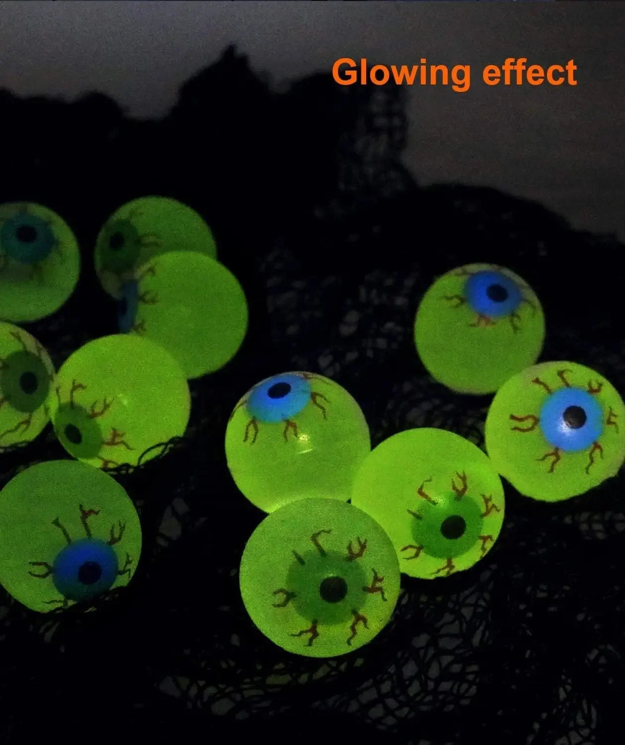 Glow-in-the-Dark Eyeball Bouncy Balls 32MM Halloween Scary Toys (5/10/20pcs)
