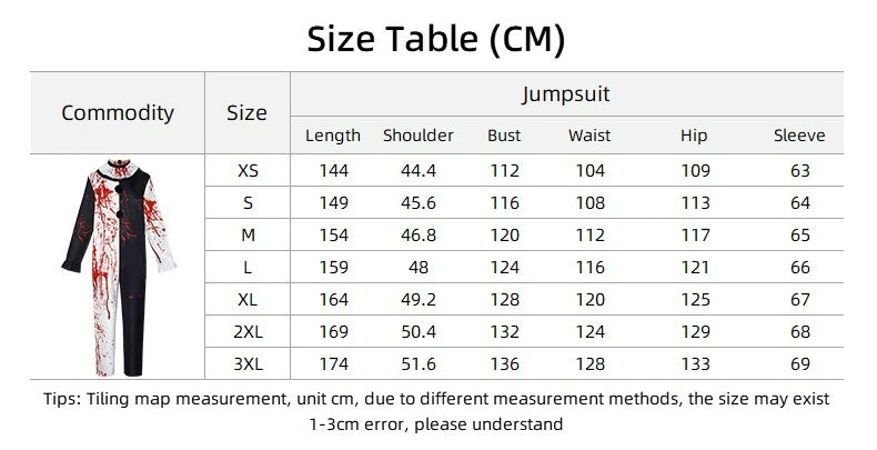 Adult Clown Terrifier Cosplay Costume, Halloween Masquerade Outfit