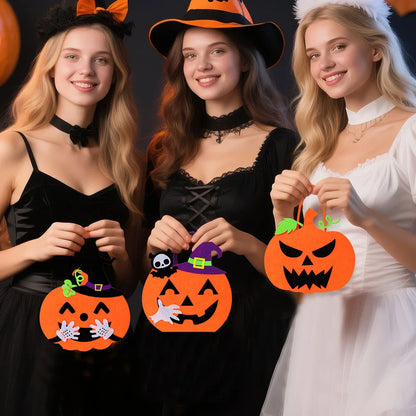 Felt Halloween Trick-or-Treat Bag with Spooky Pumpkin & Ghost Design