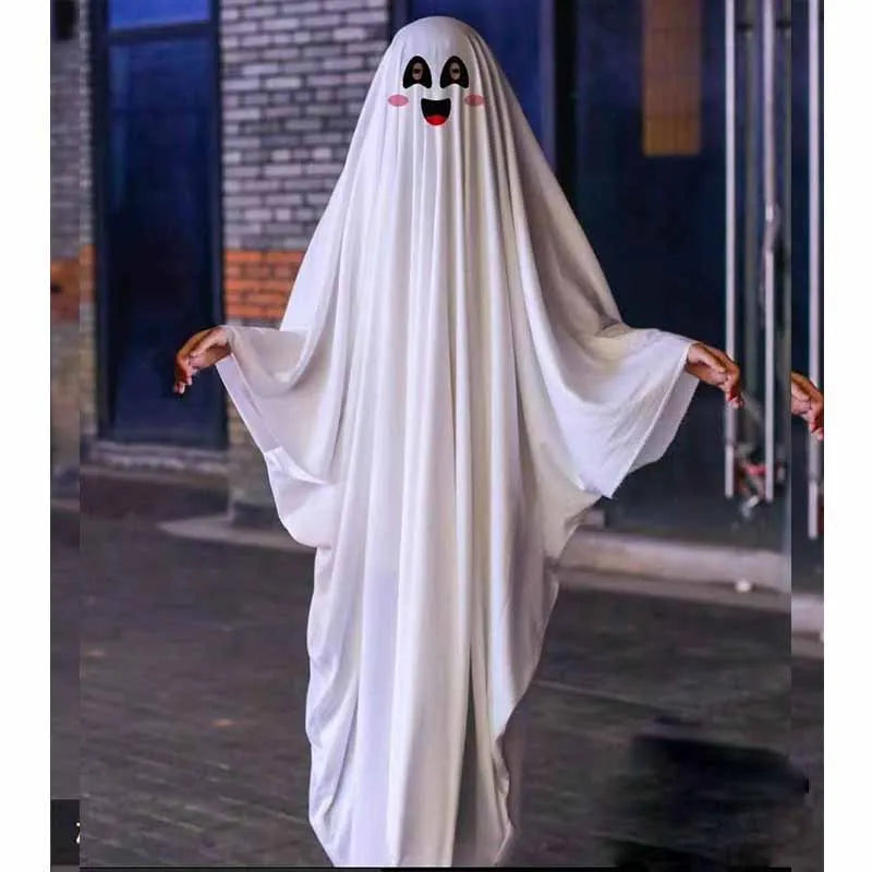 Halloween Horror White Ghost Cosplay Costume for Adults & Kids Masquerade Party