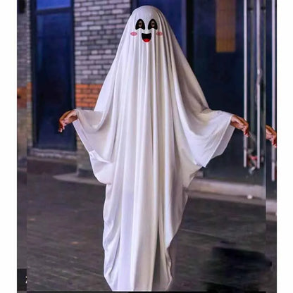 Halloween Horror White Ghost Cosplay Costume for Adults & Kids Masquerade Party