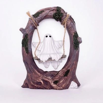 Halloween Swing Ghost Ornament, Spooky Ghost Statue Collectible