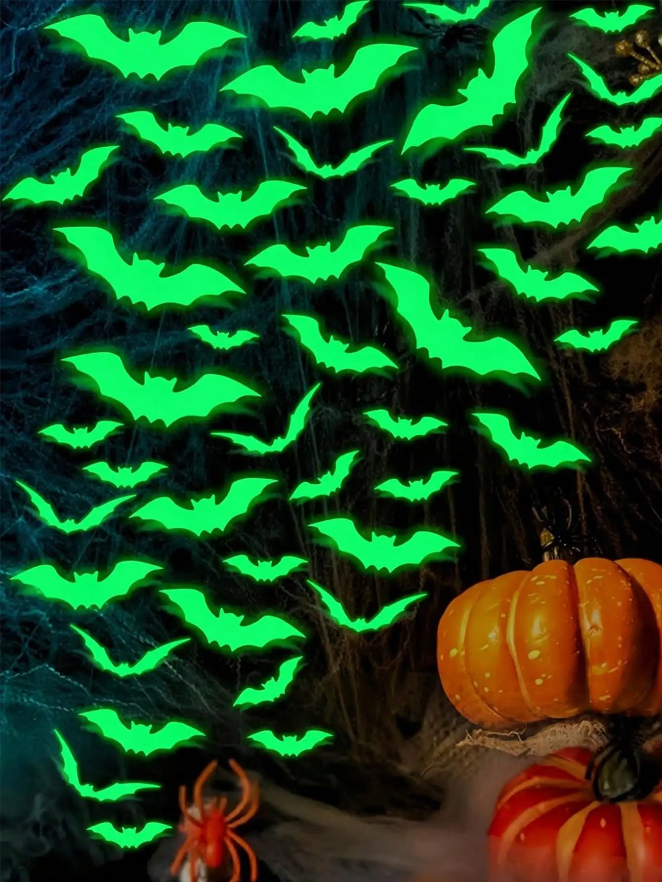 Glow-in-the-Dark Bat Wall Stickers – 16PCS Waterproof Halloween Decor