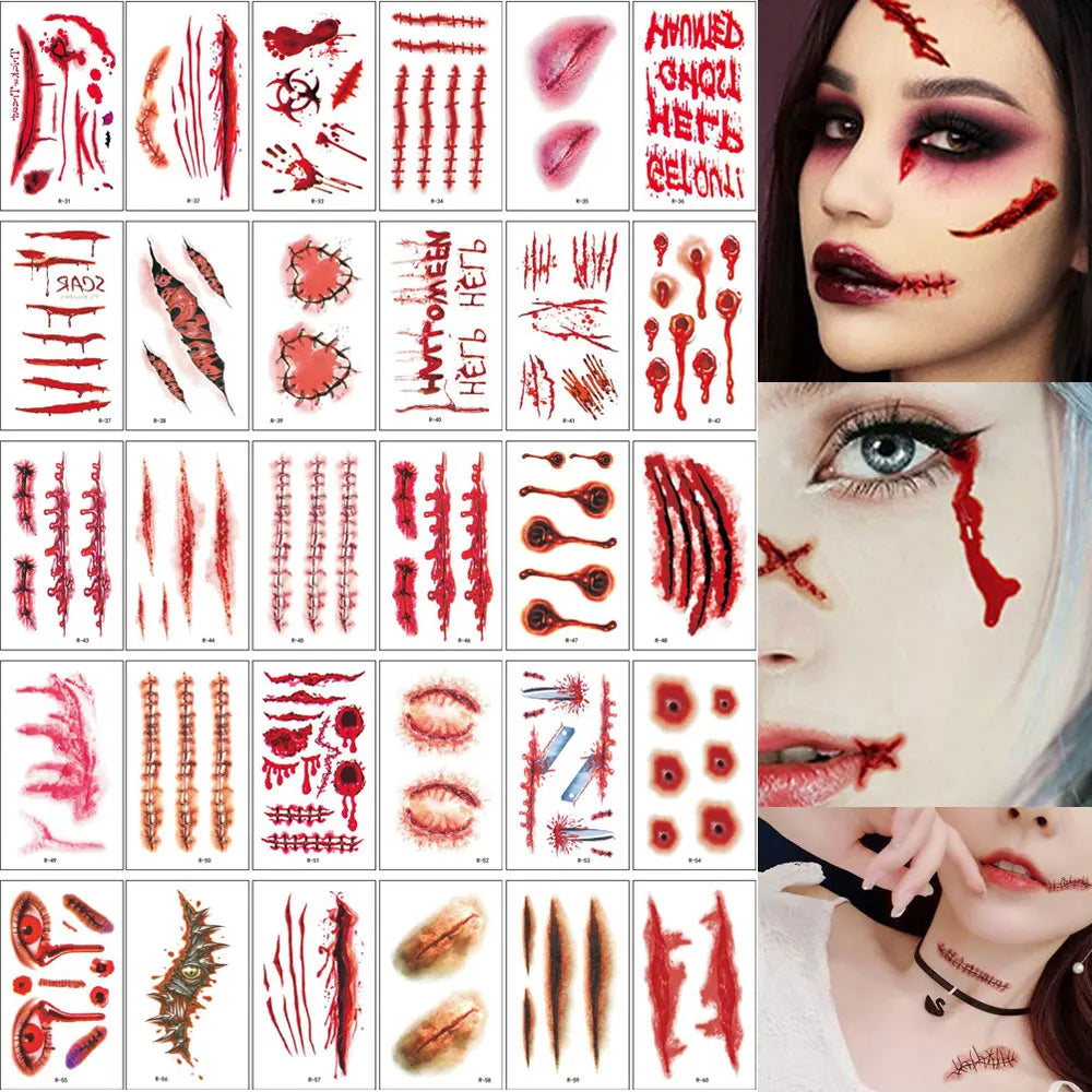 Bleeding Wound Tattoo Stickers (30pcs)