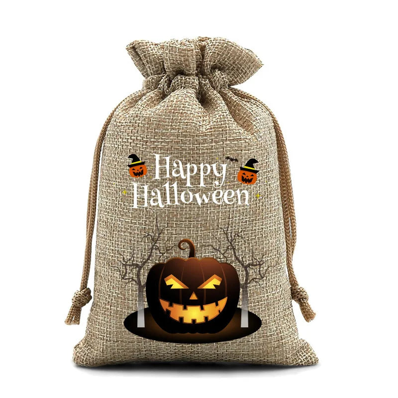 2025 New Halloween Drawstring Burlap Bag, Candy Chocolate Jewelry Gift Bag, DIY Wedding