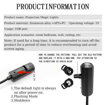 360° Rotatable Skull LED Night Light with Palm Prints & Faces - USB Halloween Decor