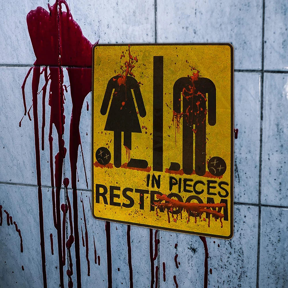 Halloween Horror Wall Stickers – Bloody Toilet & Glass Parody Decor