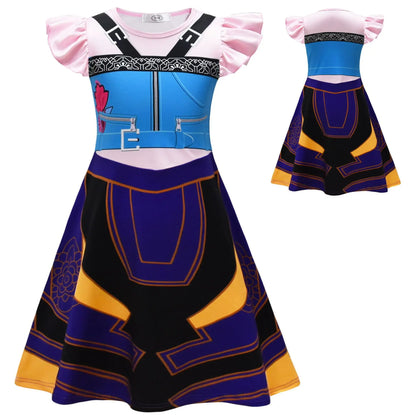 Kids KPop Demon Hunter Cosplay Dress, Cartoon Rumi Costume for Halloween & Xmas Party