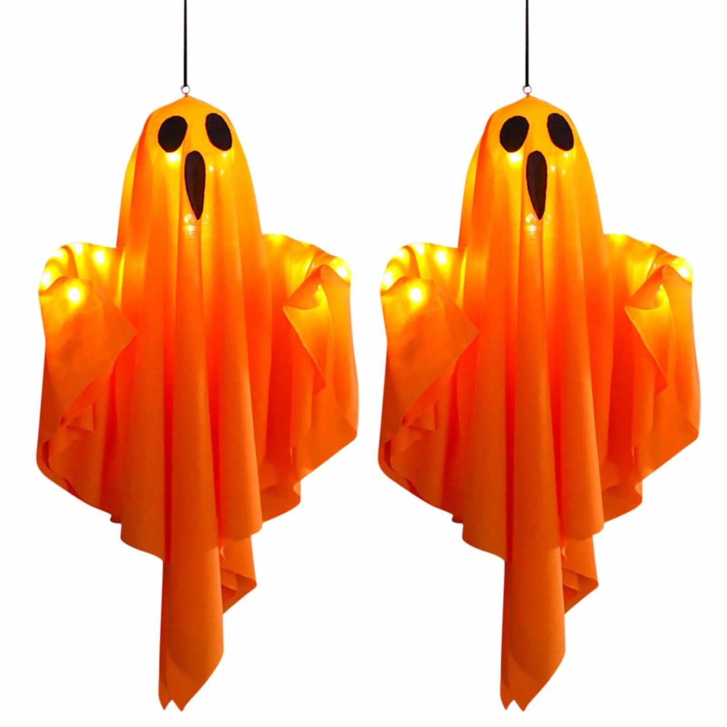 Halloween Ghost Hanging Decorations Halloween Hanging Light Up White Orange Flying Ghost Tree Window Wall Scary Ornament 50X40CM