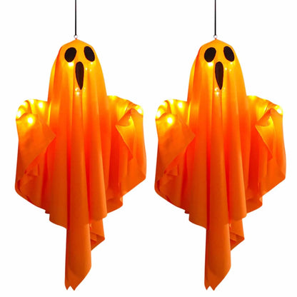Halloween Ghost Hanging Decorations Halloween Hanging Light Up White Orange Flying Ghost Tree Window Wall Scary Ornament 50X40CM