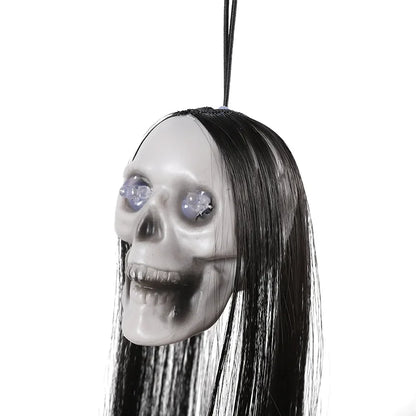 Halloween Hanging Long Hair Ghost Skeleton Pendant LED Light for Party & Haunted House