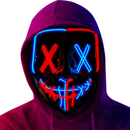 LED Light-Up Scary Halloween Mask for Cosplay & Parties