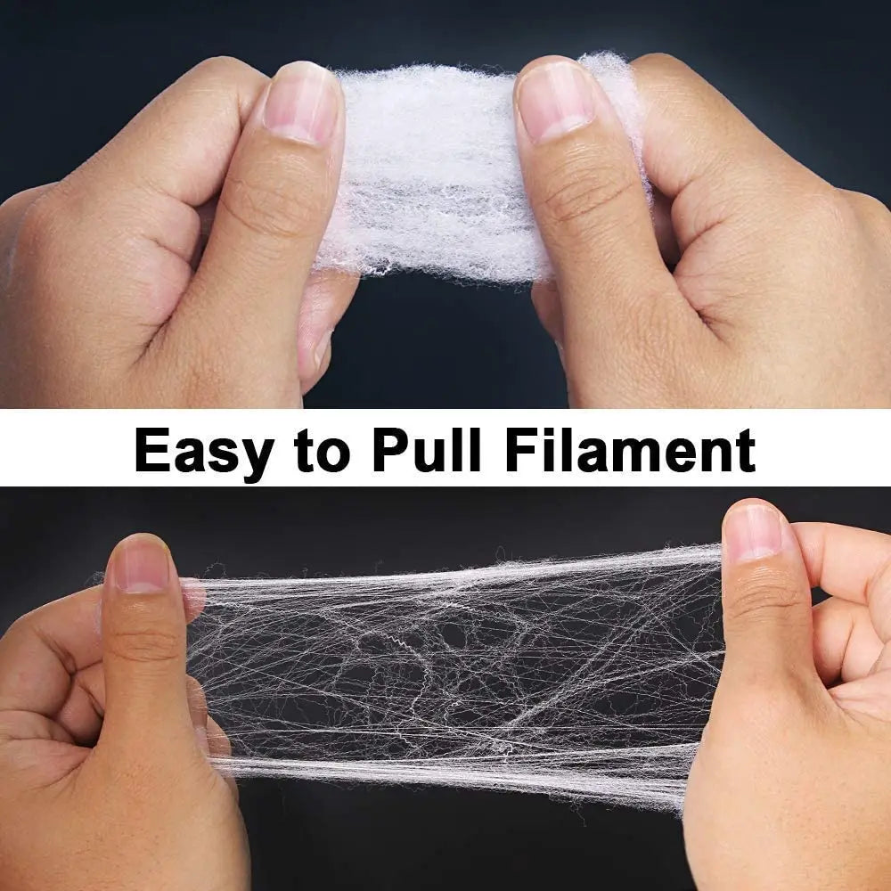 Halloween Super Stretch Spider Webs with Fake Spiders for Scary Party & Horror Decor